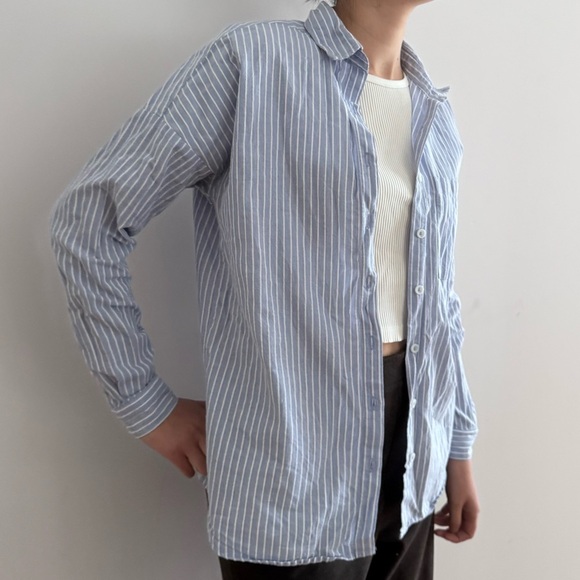 BEACH LUNCH LOUNGE  LONG SLEEVES STRIPED WHITE AND BLUE SHIRT  - XS - Picture 4 of 15